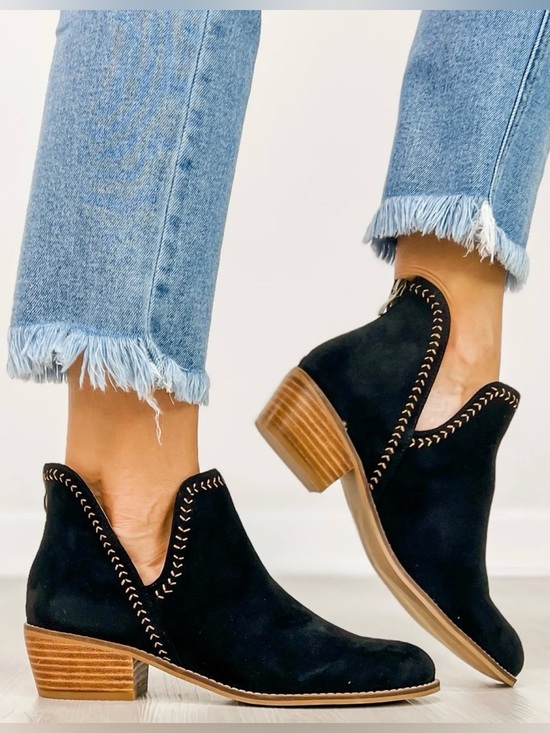 Corkys Shoes - Corkys Bluffin Boots Black Faux Suede Ankle Booties Size 8 EUC